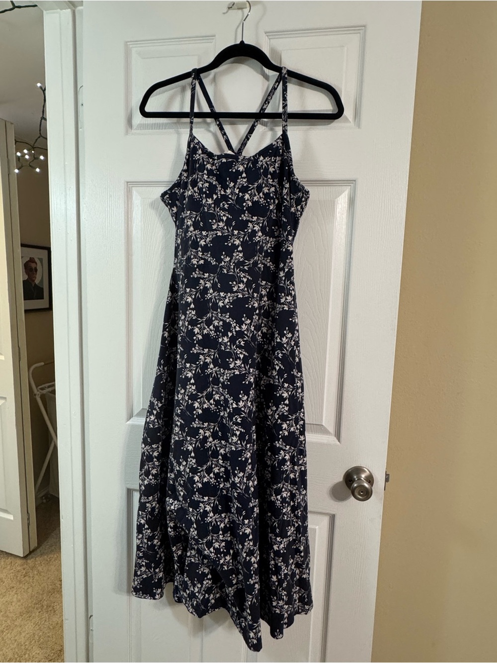 Pact Floral Navy Strappy Fit Flare Dress